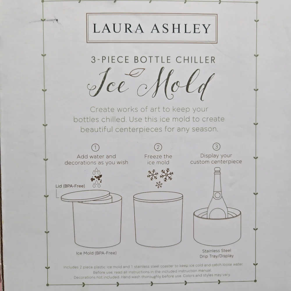 Laura Ashley 3 Piece Bottle Chiller Ice Mold